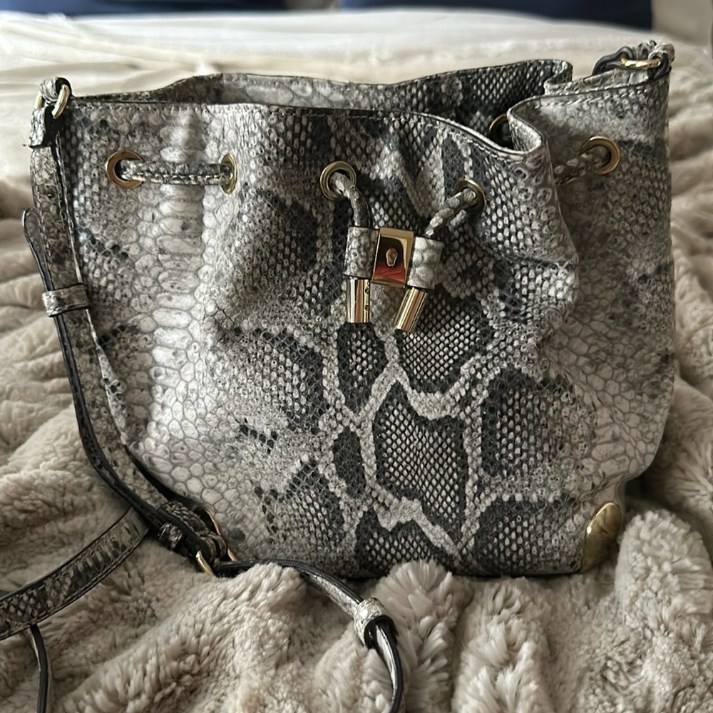 Vince Camuto snakeskin small bucket bag